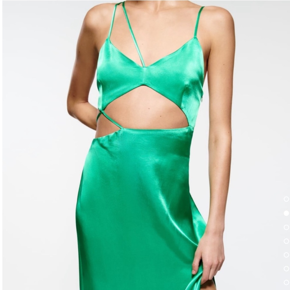 Zara Asymmetric satin effect dress - Picture 2 of 16